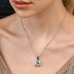 Trillion Cut Blue Topaz Pendant Necklace in Sterling Silver