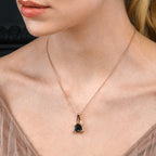 Trillion Cut Smoky Quartz Pendant Necklace in Rose Gold Plated Sterling Silver