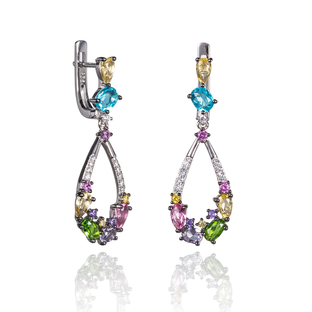 colourful drop earrings in 925 sterling silver