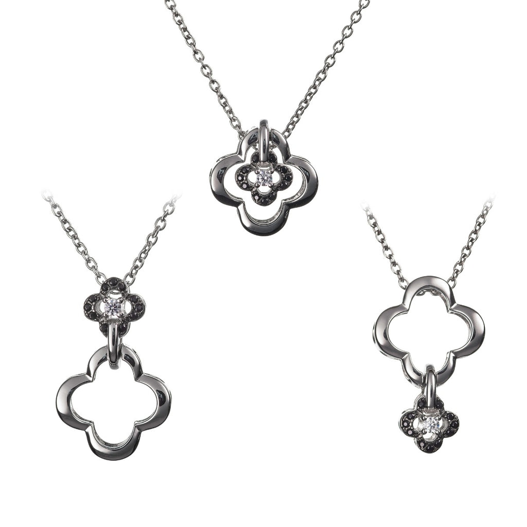 Sterling Silver Multi Wear Lucky Clover Pendant Necklace