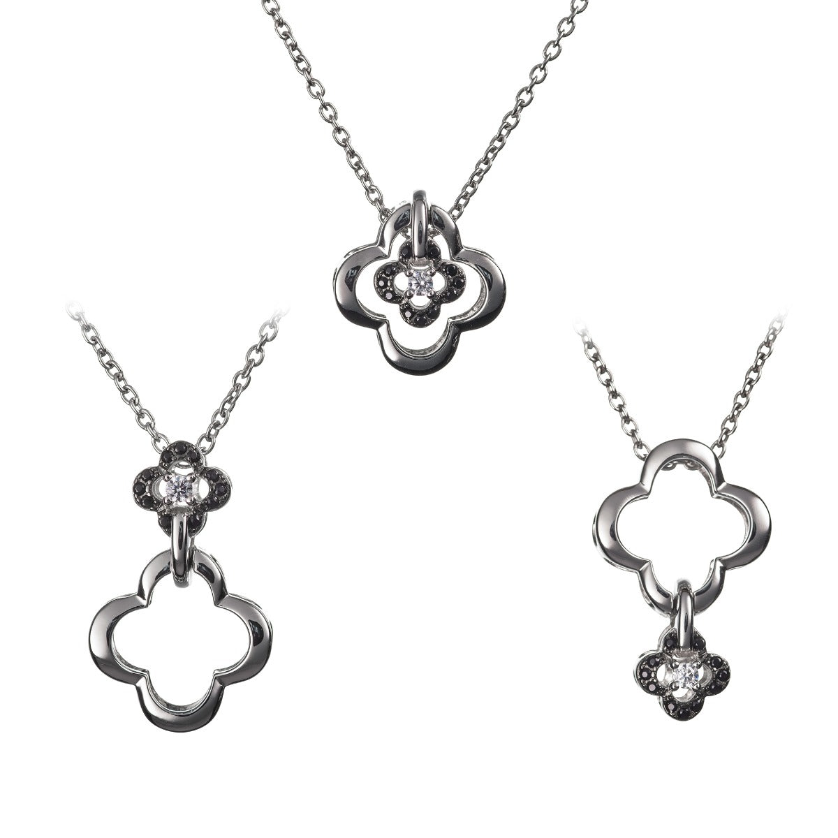 Sterling Silver Multi Wear Lucky Clover Pendant Necklace