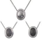 Sterling Silver Black and White Reversible Pendant Necklace