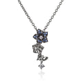 Sterling Silver Dainty Blue Flower Pendant Necklace