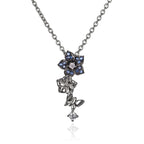 Sterling Silver Dainty Blue Flower Pendant Necklace