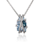 blue pendant necklace with blue stones in 925 silver