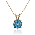Dainty Solitaire Swiss Blue Topaz Necklace in Gold for Women