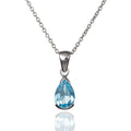 Pear Shaped Blue Topaz Pendant Necklace in Sterling Silver
