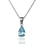 Pear Shaped Blue Topaz Pendant Necklace in Sterling Silver