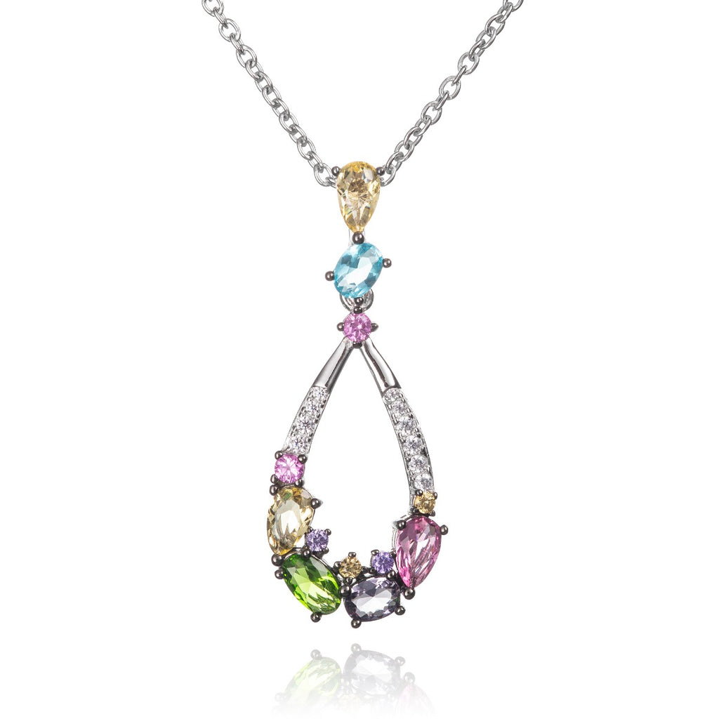 colourful pendant necklace in 925 sterling silver