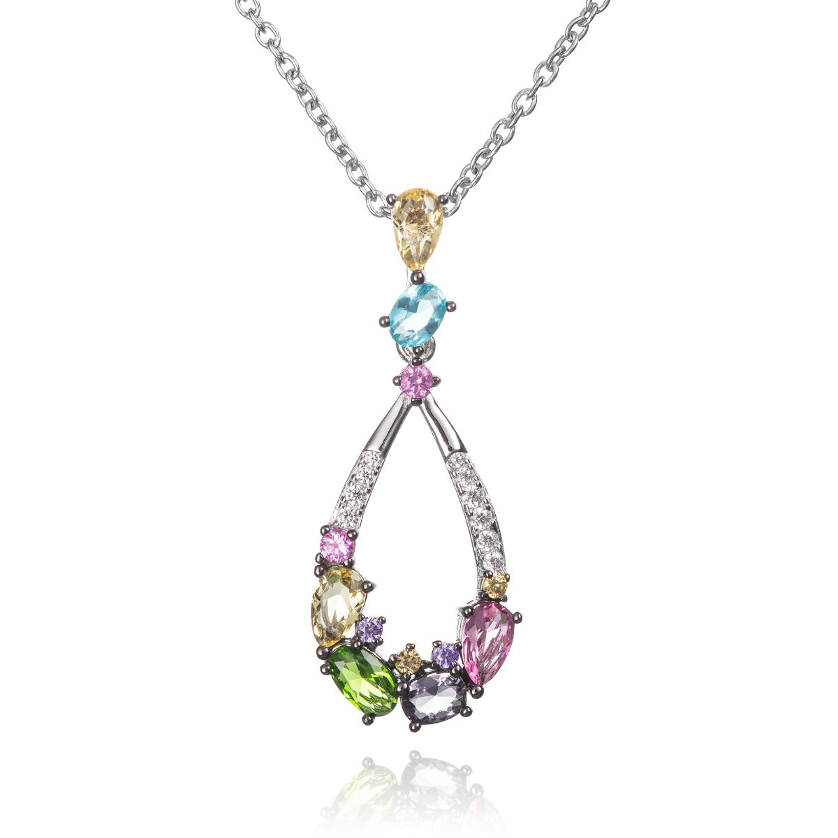 colourful pendant necklace in 925 sterling silver