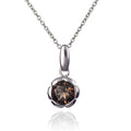 Round Smoky Quartz Pendant Necklace in Sterling Silver