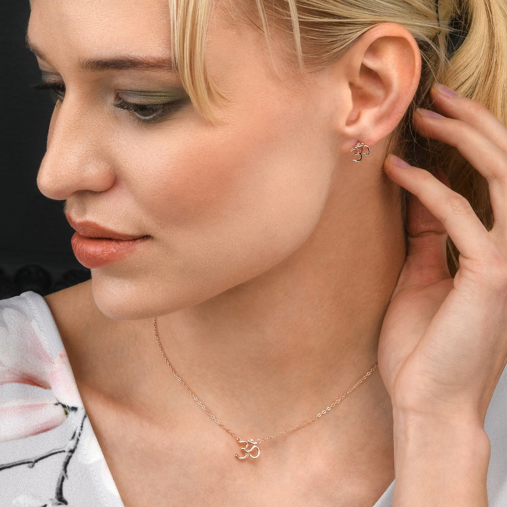 Rose Gold Plated Sterling Silver Divine OM Pendant Necklace