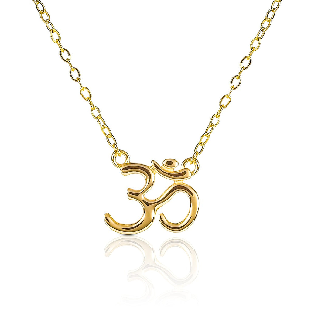 Yellow Gold Plated Sterling Silver Divine OM Pendant Necklace