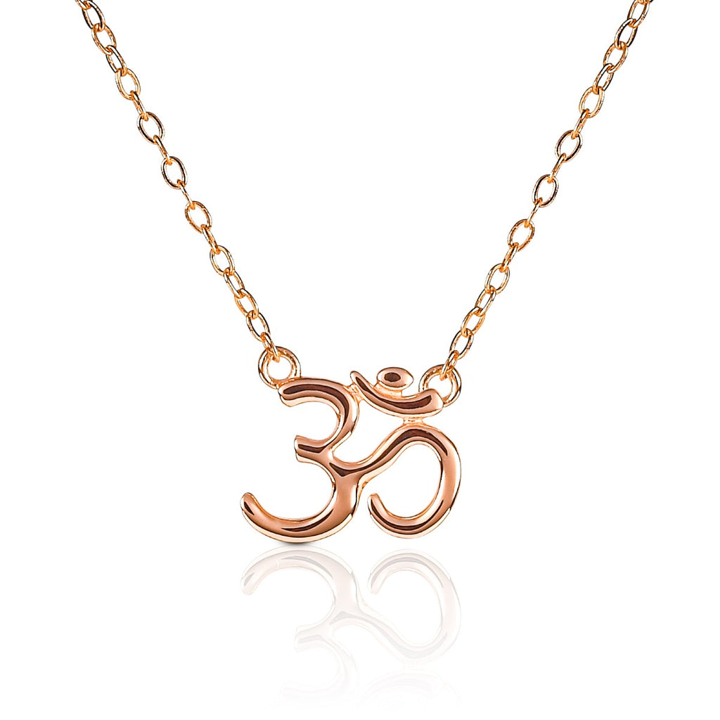 Rose Gold Plated Sterling Silver Divine OM Pendant Necklace