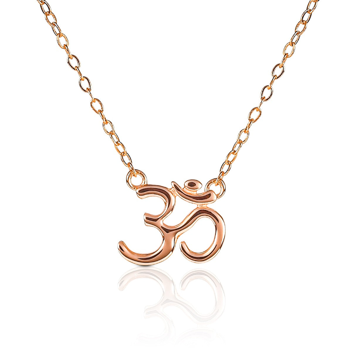 Rose Gold Plated Sterling Silver Divine OM Pendant Necklace