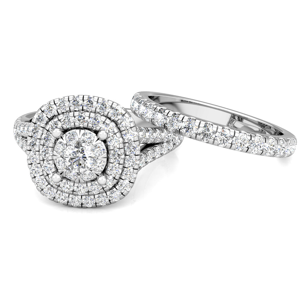 Regal Large Diamond Engagement Ring 0.92ct Diamonds in 18K White Gold