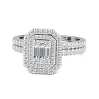 Emerald Cut Illusion Diamond Statement Ring 0.76ct Diamonds in 18K White Gold