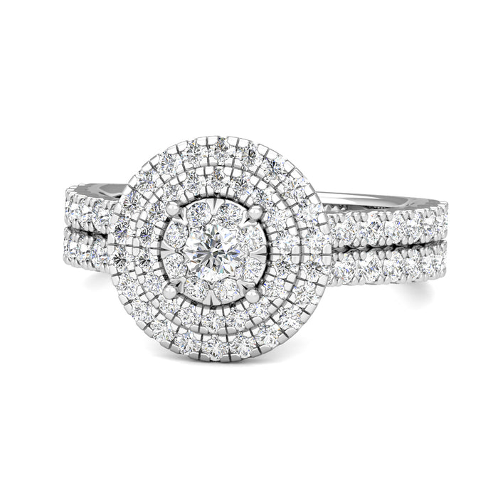 Bella Diamond Cluster Engagement Ring 1.02ct Diamonds in 18K White Gold