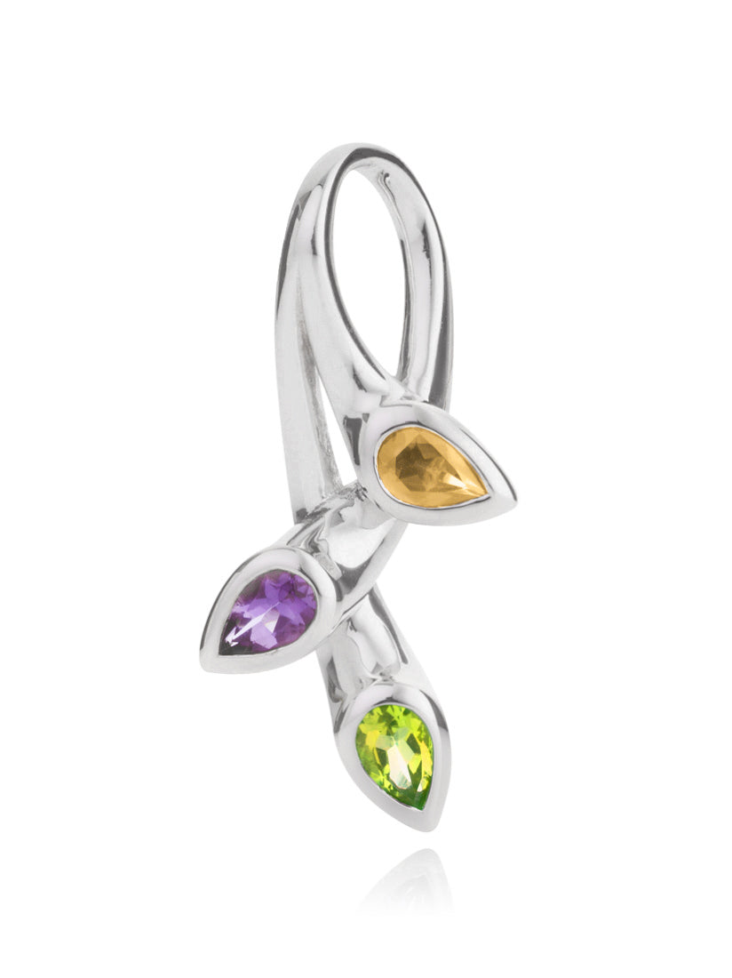 Sterling Silver Necklace with Peridot, Citrine and Amethyst Gemstones