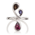 Smoky Quartz, Iolite and Rhodolite Ring in Sterling Silver 
