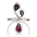 Smoky Quartz, Iolite and Rhodolite Ring in Sterling Silver 