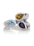 Sterling Silver Ring with Iolite, Blue Topaz and Citrine Gemstones
