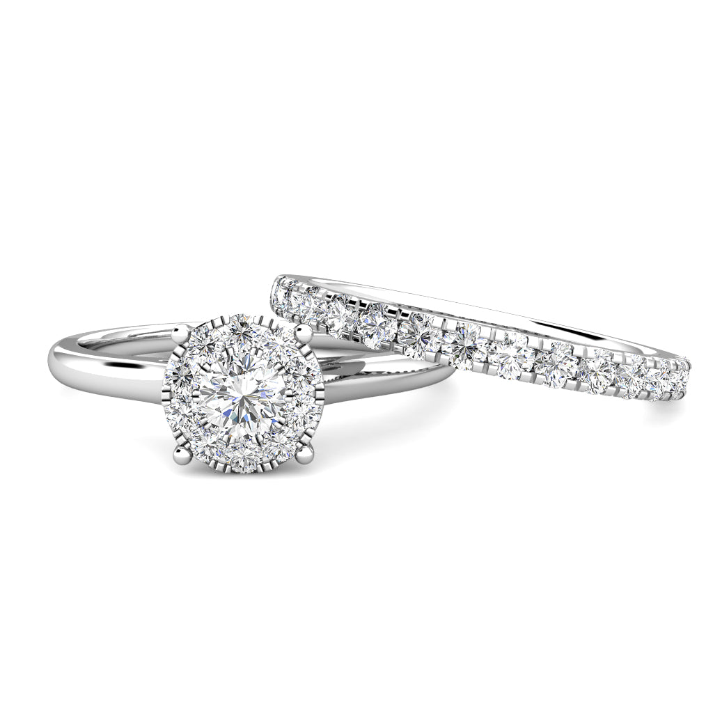 Miracle Diamond Cluster Engagement Ring 0.30ct Diamonds in 18K White Gold 