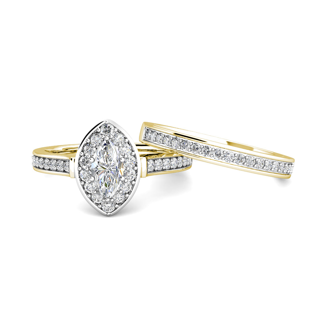 Marquise Diamond Cluster Engagement Ring 0.40ct Diamonds in 18K Yellow Gold