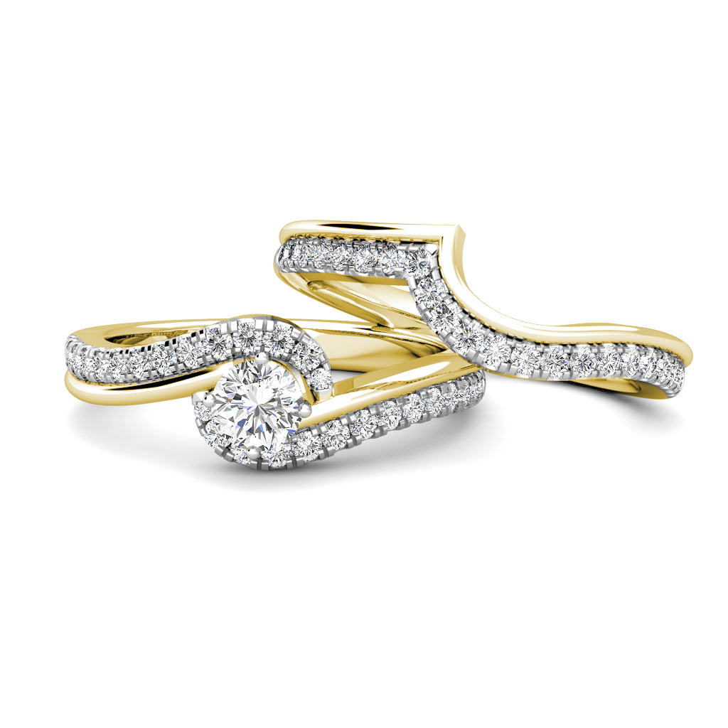 Twirl Diamond Cluster Engagement Ring 0.40ct Diamond in 18K Yellow Gold