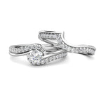 Twirl Diamond Cluster Engagement Ring 0.40ct Diamond in 18K White Gold