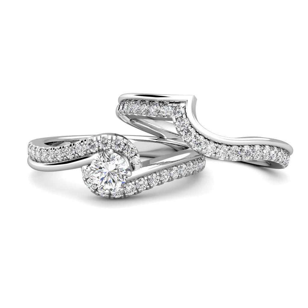 Twirl Diamond Cluster Engagement Ring 0.40ct Diamond in 18K White Gold