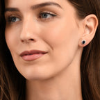 Gold Plated Sterling Silver Oval Blue Halo Stud Earrings