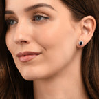 Sterling Silver Oval Shaped Blue Stud Earrings