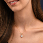 Gold Plated Sterling Silver Oval Halo Pendant Necklace