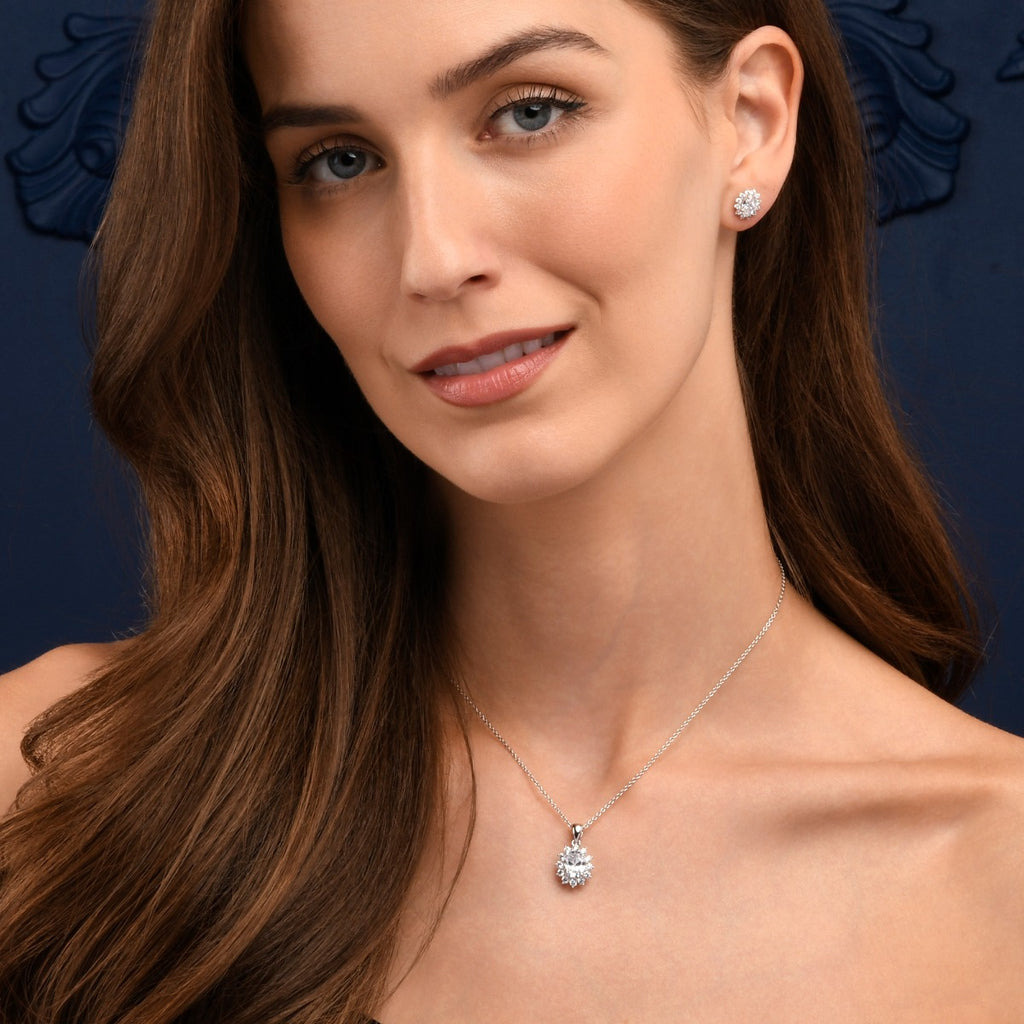 Sterling Silver Oval Shaped Cubic Zirconia Stud Earrings