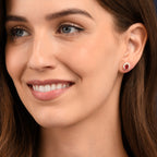 Gold Plated Sterling Silver Oval Red Halo Stud Earrings