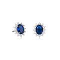 Sterling Silver Oval Shaped Blue Stud Earrings