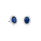 Sterling Silver Oval Shaped Blue Stud Earrings