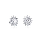 Sterling Silver Oval Shaped Cubic Zirconia Stud Earrings