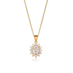 Gold Plated Sterling Silver Oval Halo Pendant Necklace