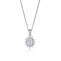 Sterling Silver Oval Shaped Cubic Zirconia Halo Pendant Necklace