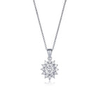 Sterling Silver Oval Shaped Cubic Zirconia Halo Pendant Necklace