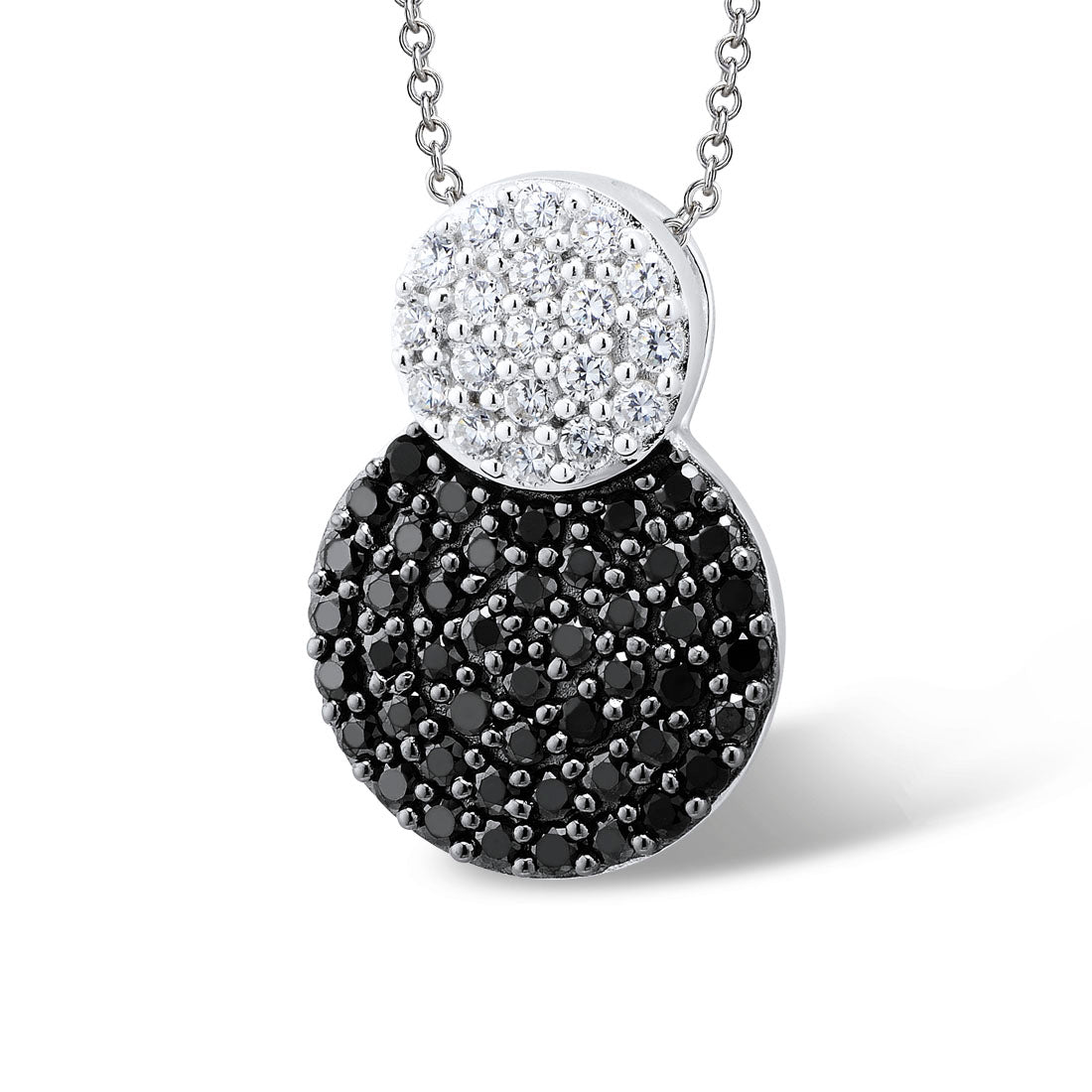 black and white necklace in sterling silver