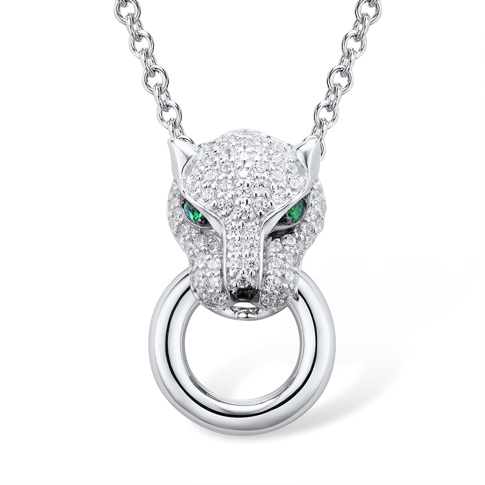 925 silver panther necklace with stones
