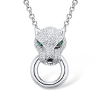 925 silver panther necklace with stones