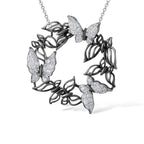 Sterling Silver Large Black And Silver Pendant Necklace