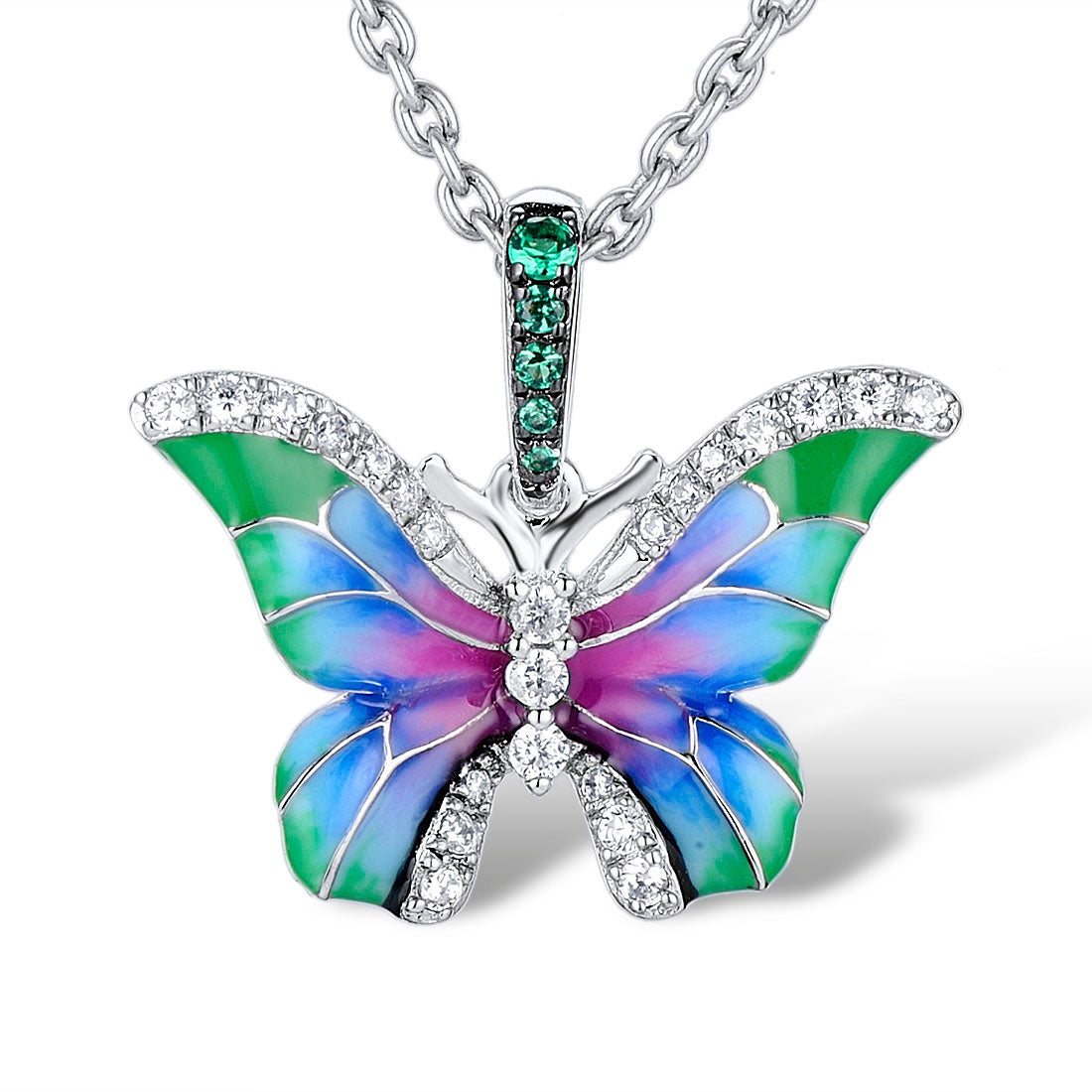 925 silver butterfly pendant necklace for women