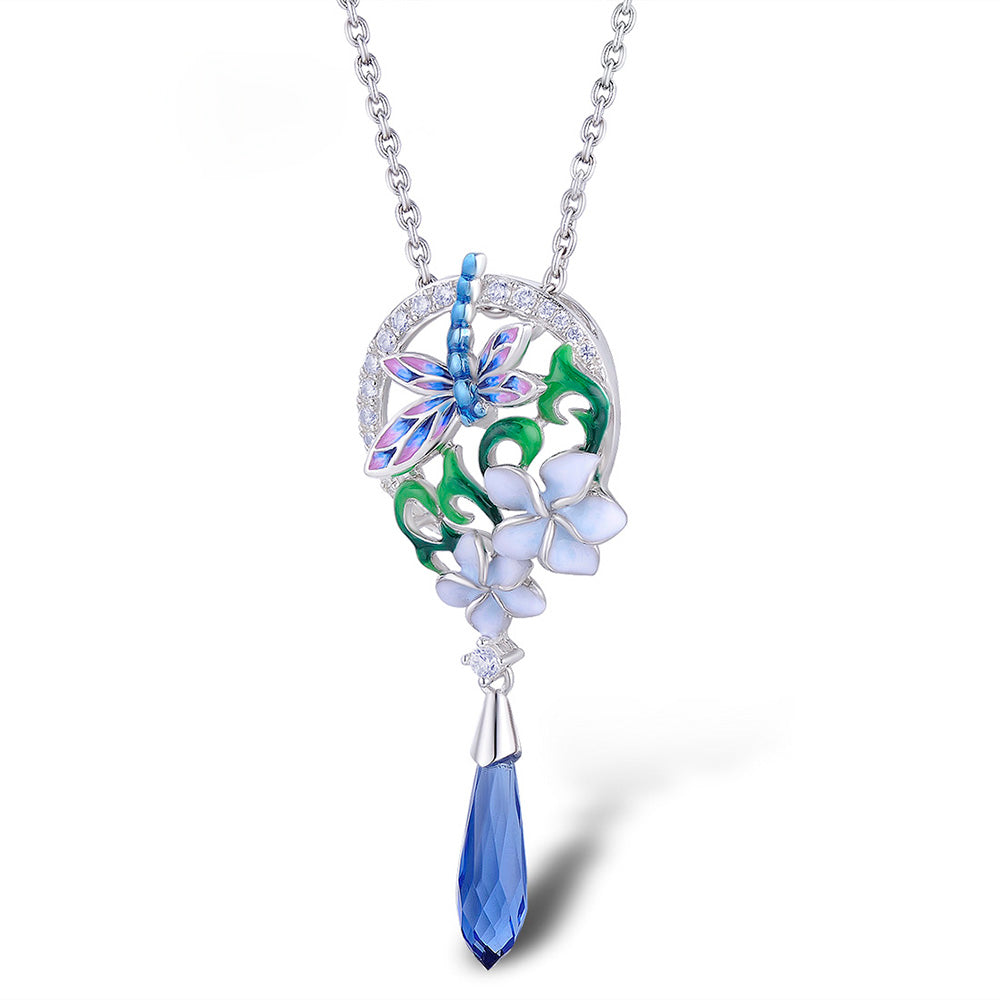 925 sterling silver dragonfly pendant necklace for women