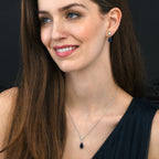 Sterling Silver Dark Blue Pear Drop Necklace