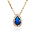Gold Plated Sterling Silver Pear Shaped Blue Pendant Necklace